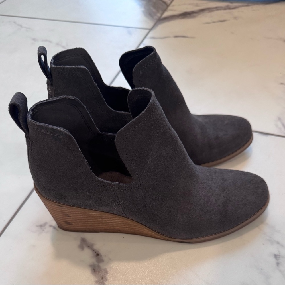 Toms Charcoal Suede Ankle Booties